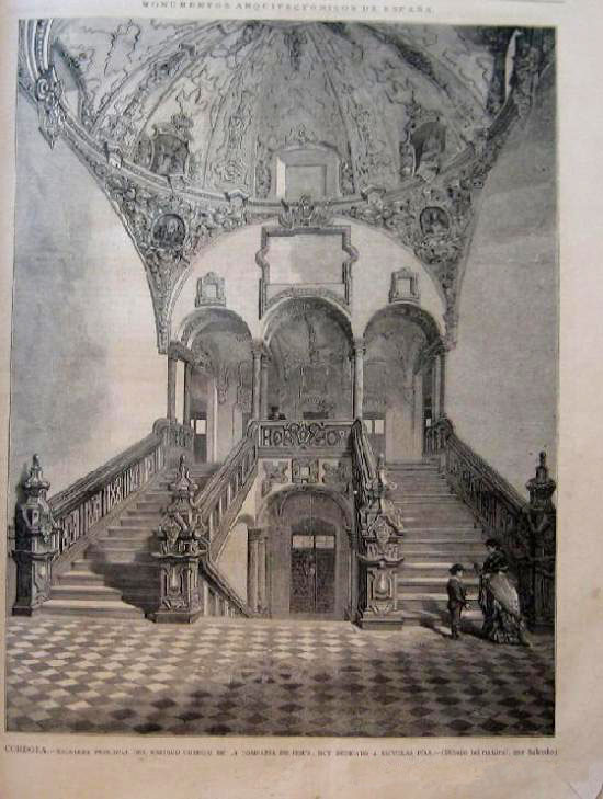 Antiguo grabado de la Escalinata de la Compañía.