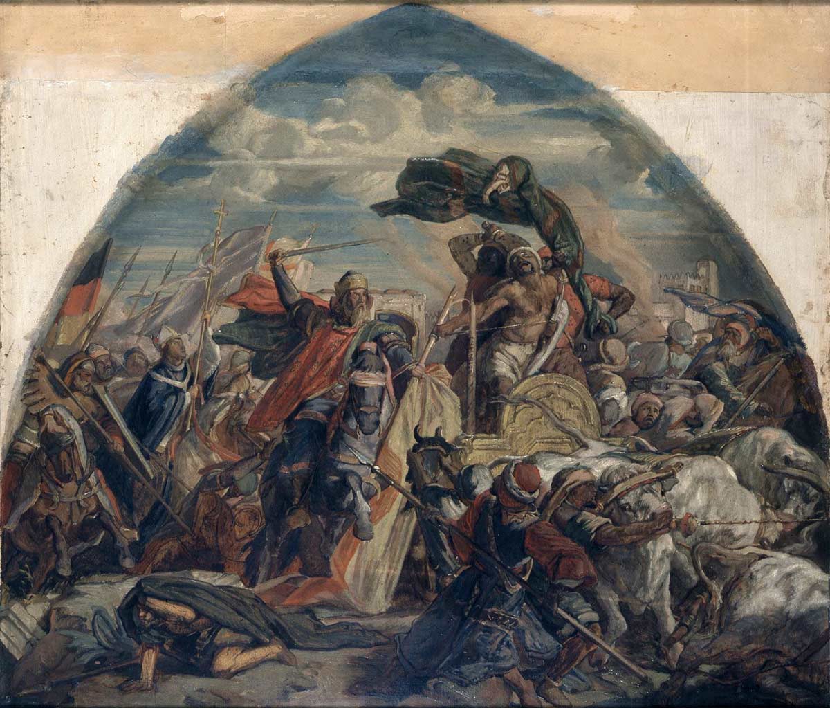“La Batalla de Córdoba” Fresco pintado por Alfred Rethel en 1849 para el Ayuntamiento de Aquisgrán.