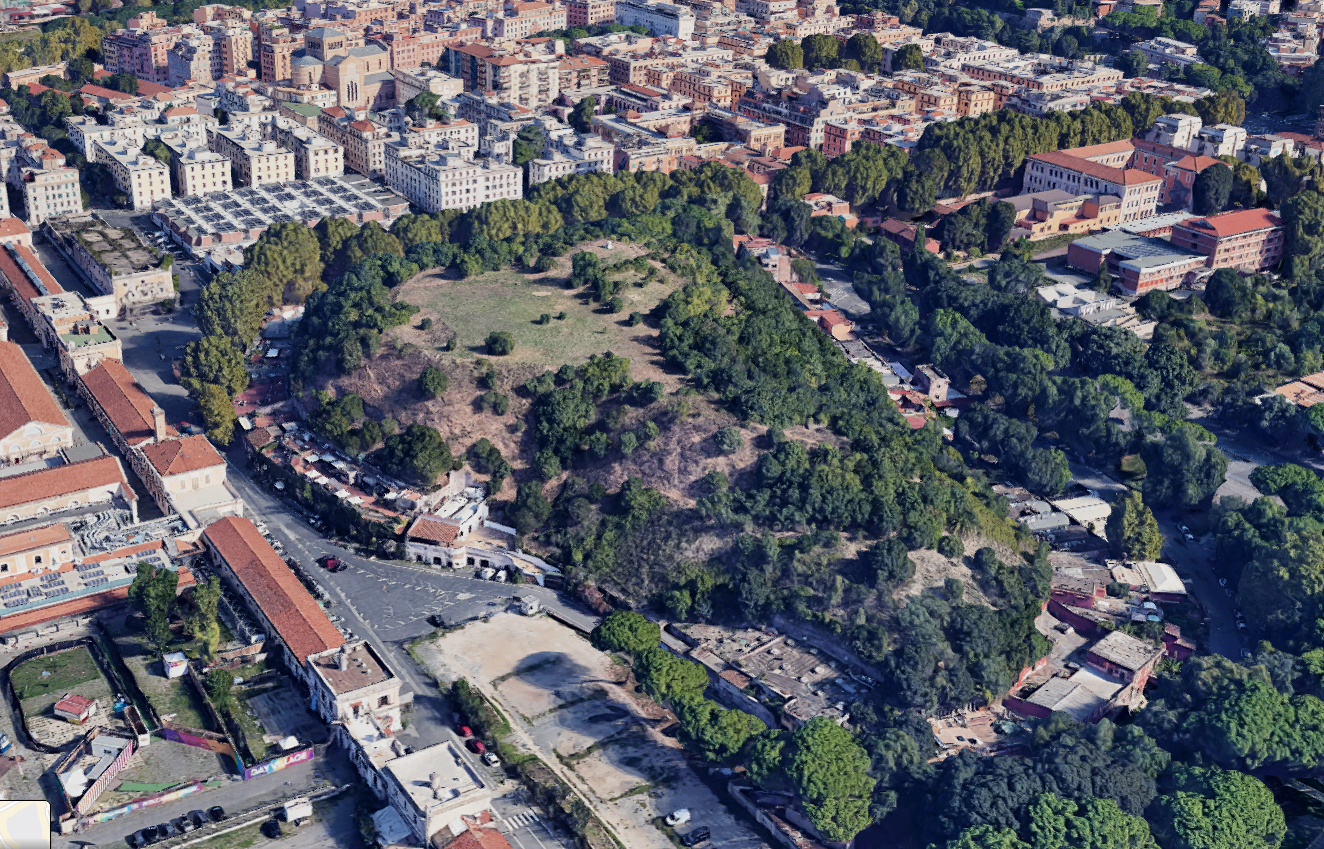 Vista aérea del Monte Testaccio en Roma.